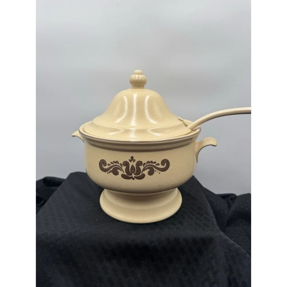 Pfaltzgraff Village Brown & Cream Tureen & Lid with Ladle